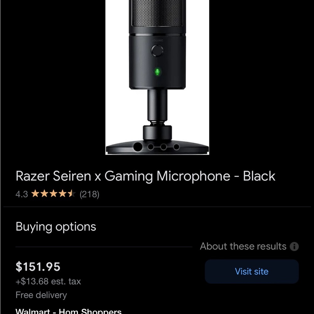 Razer Seiren x Gaming Microphone - Black